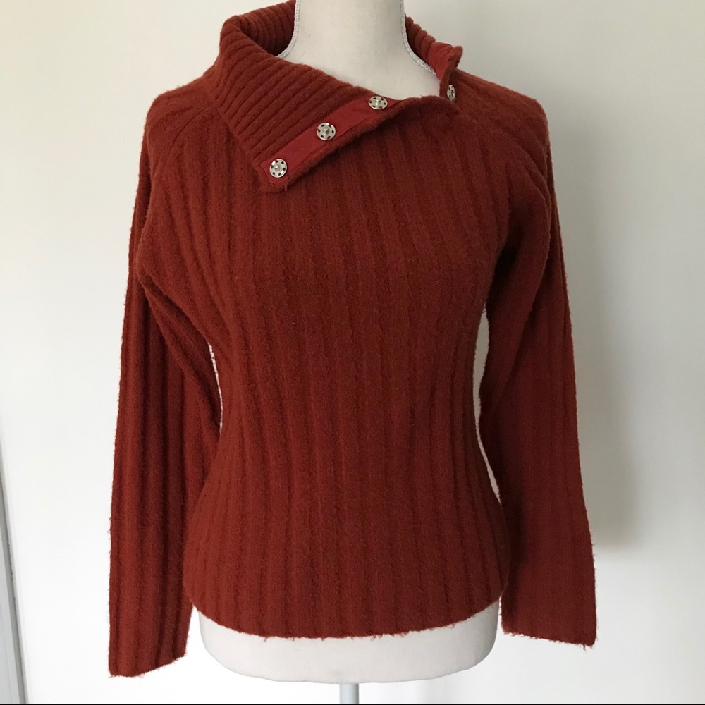 Kenzie Orange Shawl Collar Sweater